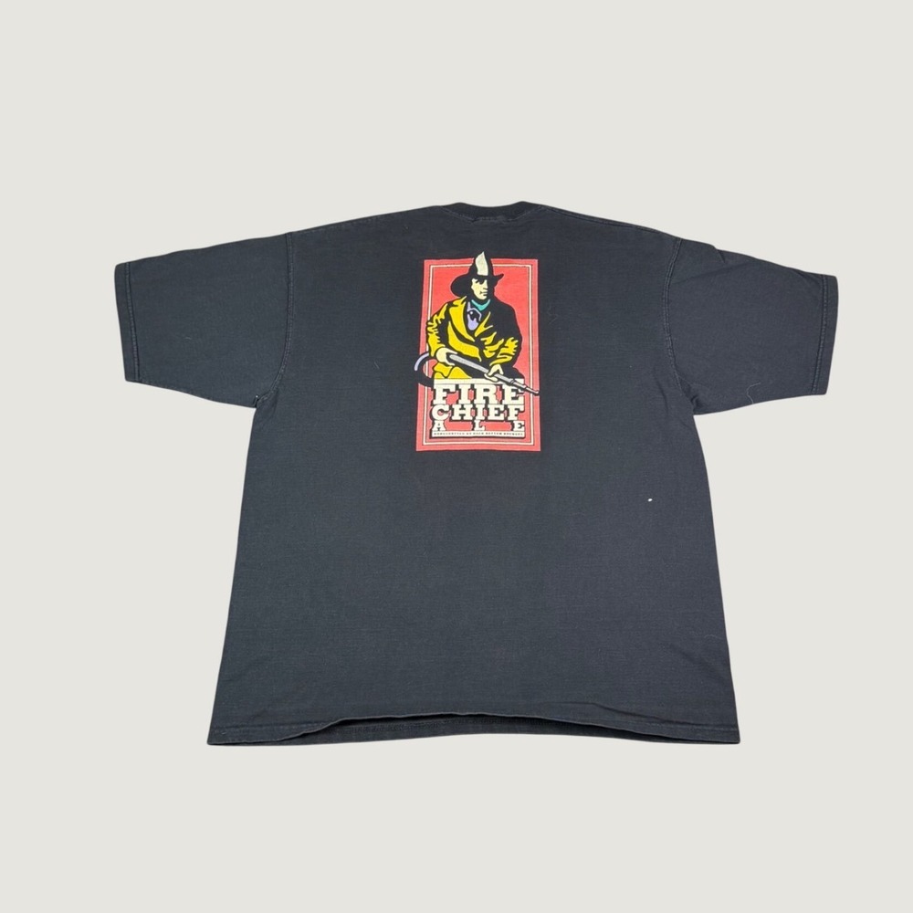 Vintage Fruit of the Loom Fire Chief Ale Walnut Brewery T-Shirt Black XL